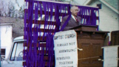 1959: Baptist Church Preacher on Pulpit Podium Parade Float