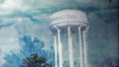 1958: Manhattan watertower double exposure film effect nature.