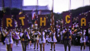 1960: North Carolina parade welcome sign marching band.