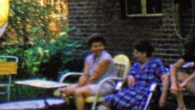 1957: Outdoor Backyard Family Picnic Confident Man Smoking Cigarette