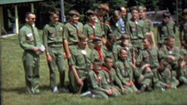 1967: Boy Scout Troop Poses for Group Picture on Green Lawn