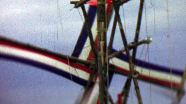 1967: Red white blue windmill USA Camp 12th World Scout Jamboree.