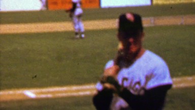 1961: Luis Aparicio Chicago White Sox baseball player warming up.