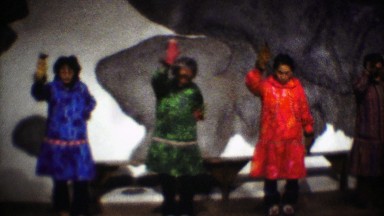 1974: Native Inuit tribal dance performance senior woman tradition.