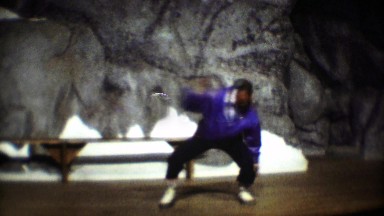1974: Traditional native Inuit people dance performance from solo male.