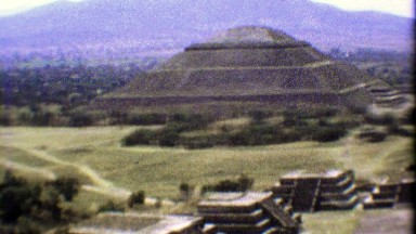 1974: Teotihuacan Ancient Ruins Pan from atop the Sacred Temple