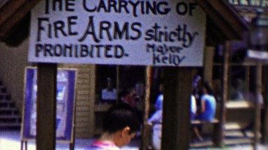 1959: Carrying of Firearms Strictly Prohibited Sign by Mayor Kellyson