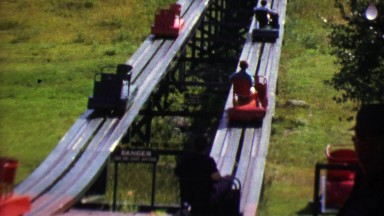 1964: Single chair amusement gentle roller coaster type transporter ride.