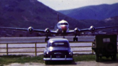 1951: US Military Passenger Plane Takeoff in Osaka During Korean War Era