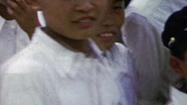 1951: Japanese schoolboys dressed in formal white uniform.