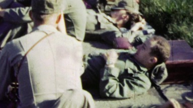 1951: US Military Men Relaxing and Waiting for Airplane Transport in Osaka, Japan