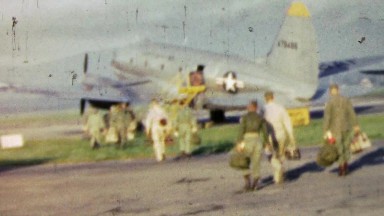 1951: US Army Men Boarding US Air Force Military Airplane