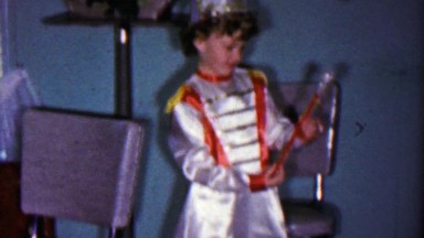 1958: Young Girl Dressed as Marching Band Leader for Halloween Costume