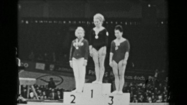 1966: Individual all-around medal podium ceremony women's 16th Artistic