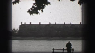 1937: Harvard school campus Charles River overlooking Baker Library. CAMBRIDGE,