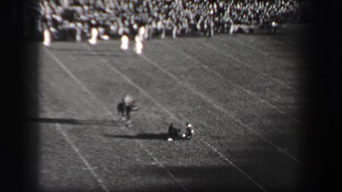 1937: Harvard University football game pranksters fireworks smoke bomb on field.