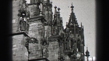 1937: German stone cathedral church flying buttresses medieval construction