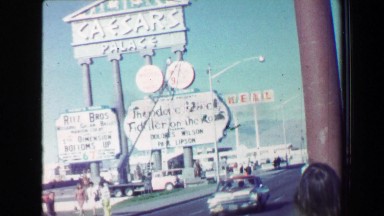 1969: Caesars Palace hotel casino historic classic sign Fiddler on the Roof,