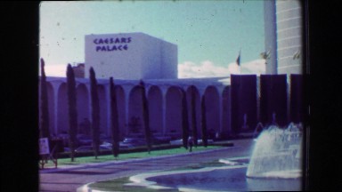 1969: Caesars Palace hotel casino grand entrance water fountain building