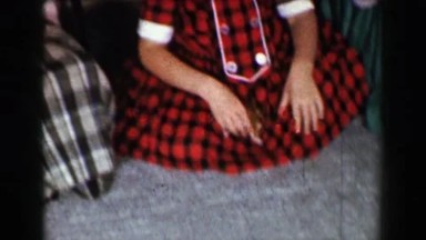 1958: Girls Playing With New Hamster Pet in Plaid Wool Skirts, ST. LOUIS
