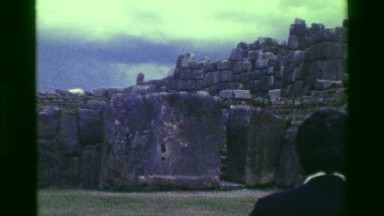 1977: Scientist couples touring Saksaywaman Inca civilization ancient ruins.
