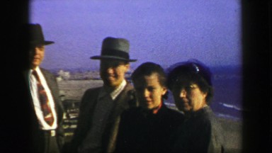 1939: Ocean Beach Overlook View Family Formally Dressed for the Occasion. San