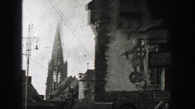 1937: German Town Cathedral Medieval Clock Tower Knights Templar Motif Before Ww2