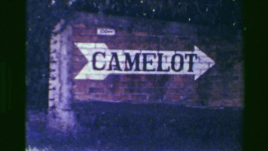 1976: Camelot Sign Arrow Pointing to Paradise Road Brick Entrance, San Jose, Costa Rica
