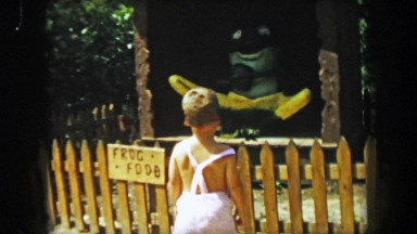 1955: Storyland theme park boy visits animated frog food fairytale story