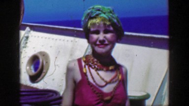 1953: Gypsy girl closeup performer dancing weird cruise ship deck actor