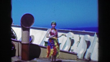 1953: Gypsy Girl Hula Performer Dancing on Cruise Ship Deck in Havana, Cuba
