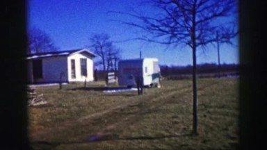 1969: Rural Farming Homestead in Autumn with Early Snowfall