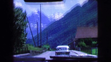 1963: people in car on scenic drive FRANCE