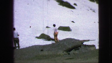 1963: snow in summer an old family film up in the peaks of a mountain range