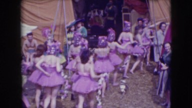 1948: circus girls in pretty pink dress CHICAGO, ILLINOIS