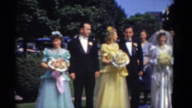 1943: A Quick Glimpse at the Bridal Party in Bridgeport, Connecticut