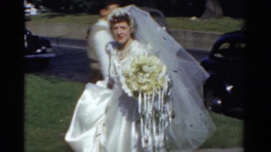 1943: bride in white satin BRIDGEPORT, CONNECTICUT