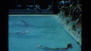 1953: a group of children having a swimming race COTTONWOOD, ARIZONA