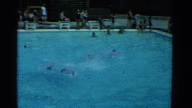 1953: lifeguard training day at the pool COTTONWOOD, ARIZONA