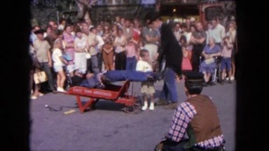 1962: Stiff Guy Wheeled Away on Wheelbarrow in San Pedro, California