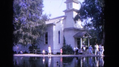 1962: church by the lake on a summer morning SAN PEDRO, CALIFORNIA