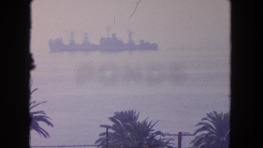 1962: battleship floats offshore SAN PEDRO, CALIFORNIA