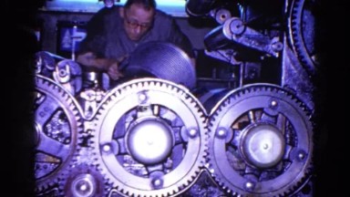 1967: Worker Operating Gears in Pittsburgh, Pennsylvania