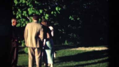 1951: a family outing is seen in a garden area WILLMAR, KENTUCKY