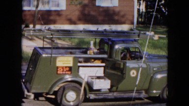 1954: the truck has come to repair the telephone wire HICKSVILLE, NEW YORK