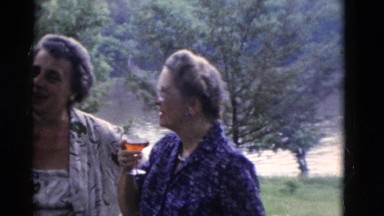 1949: three elderly people, two women one man having a conversation SOMERSET