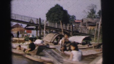 1962: Floating Market on Waterway in Bangkok, Thailand