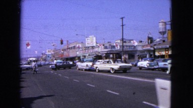 1963: busy street on a windy day BARRINGTON, ILLINOIS