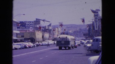 1963: a road is seen having flags along BARRINGTON, ILLINOIS