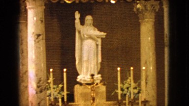 1963: the video shows inside a church a prayer area BARRINGTON, ILLINOIS